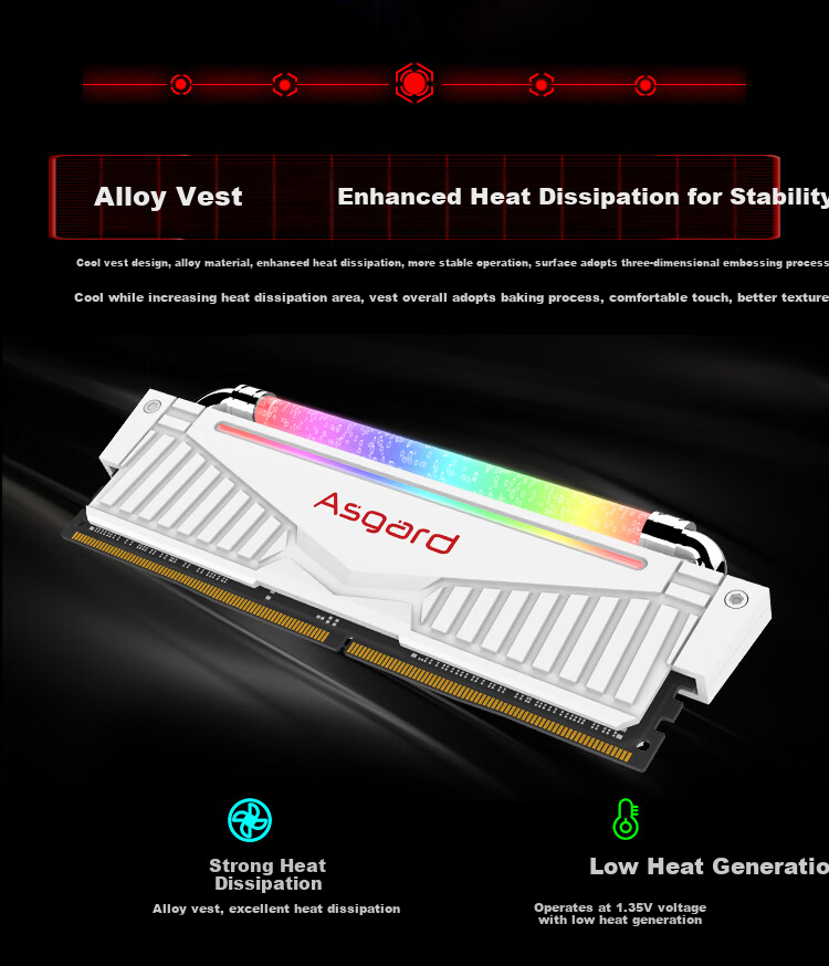 Asgard 16GB (8GB X 2) DDR4 3600 Desktop Memory Module, Valkyrie, RGB Light Bar, Premium Chips, CL18, Polar White 8