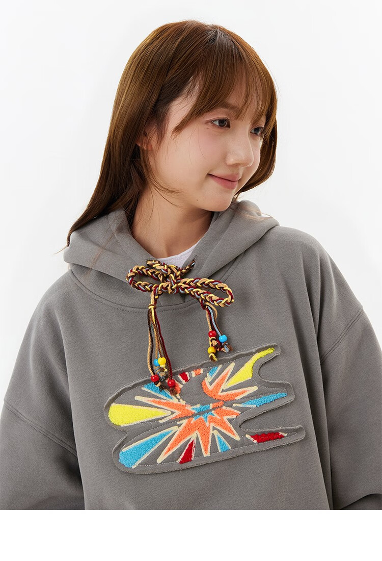 Crying Center Firework Embroidered Sweatshirt Brown S 6