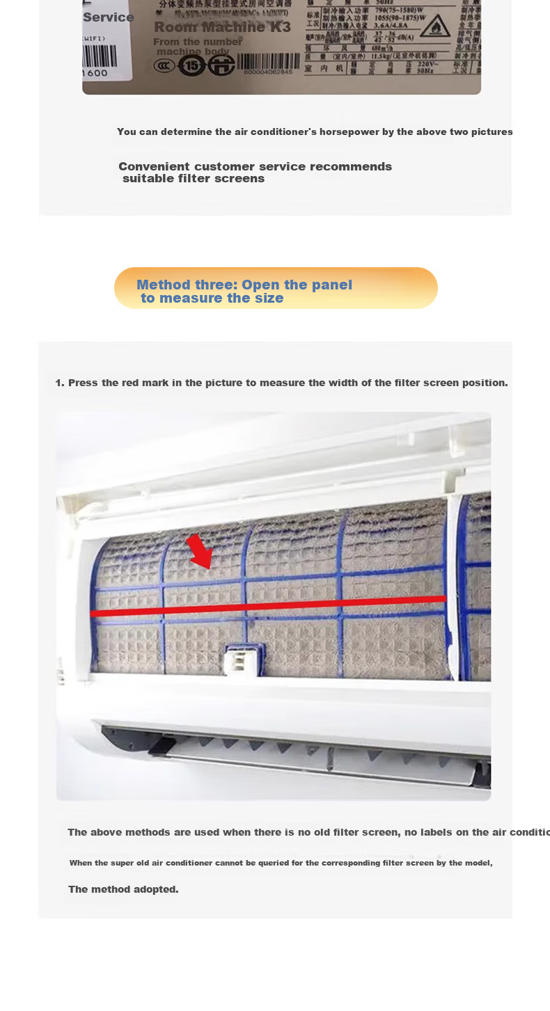 PURPAVWINNER Air Conditioner Filter, 2-Pack Indoor Unit Air Filter, Dust-Blocking And Dust-Proof, Suitable for Midea 1 HP/1.5 HP Wall-Mounted Air Conditioner, Filter Cotton, 31*25.5 2