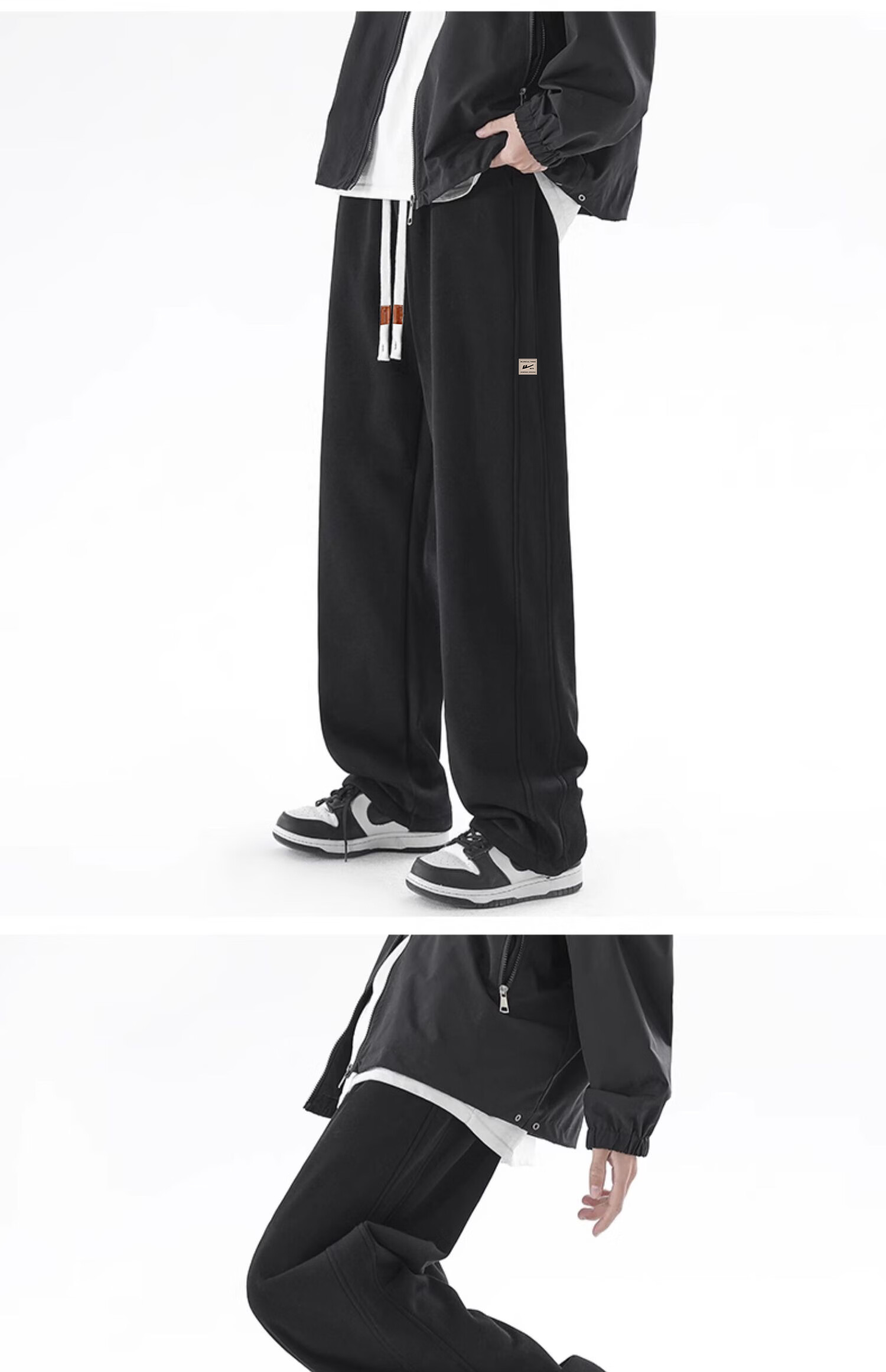 Huili Casual Pants for Men, Loose Drawstring Trousers, Spring And Autumn Wide-Leg Pants, Versatile Straight-Leg Pants, Athletic Long Pants 8