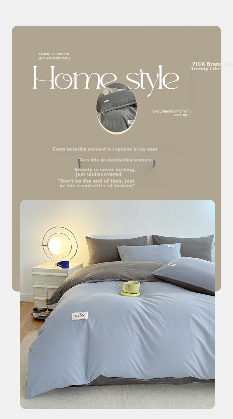 SOMERELLE A-Class 100% Pure Cotton Bedding Set 4-Piece Waffle Weave Cotton Sheet Set Duvet Cover 200x230cm for 1.5/1.8m Bed 1
