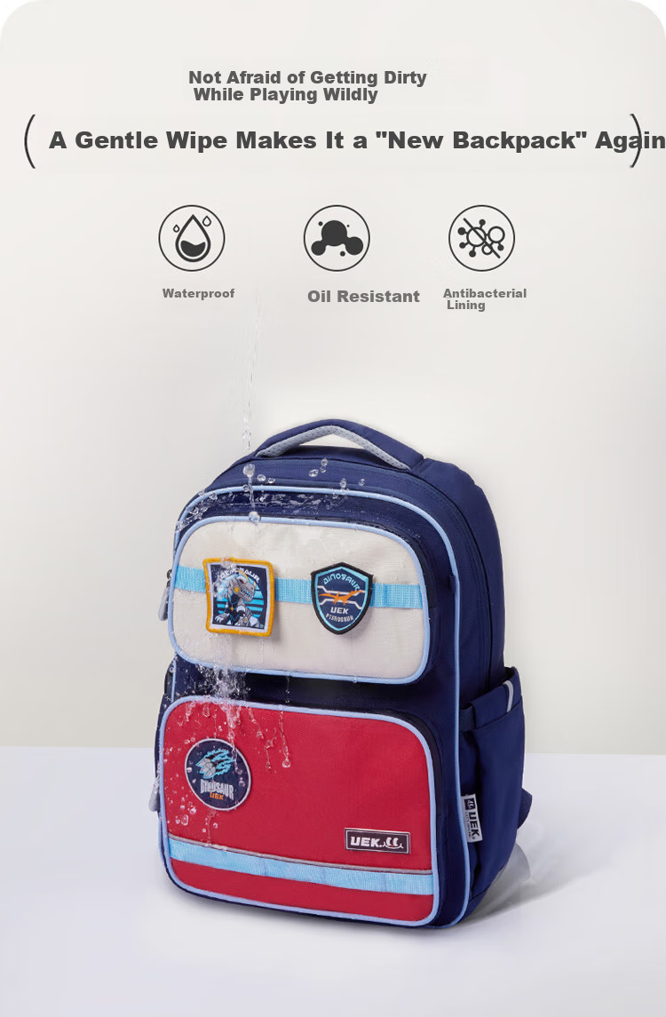 UEK Children's Lightweight Backpack for Boys And Girls, Elementary School Students Grades 1-3, Ultra-Light Double Shoulder Bag with Large Capacity Set 6