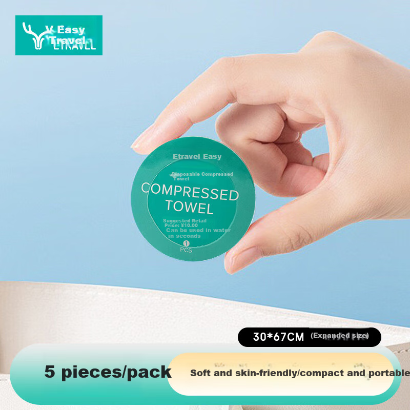 Etravel Disposable Towels Travel Face Wipes for Men And Women, Compact Set, Convenient, 5-Pack (30*67cm)