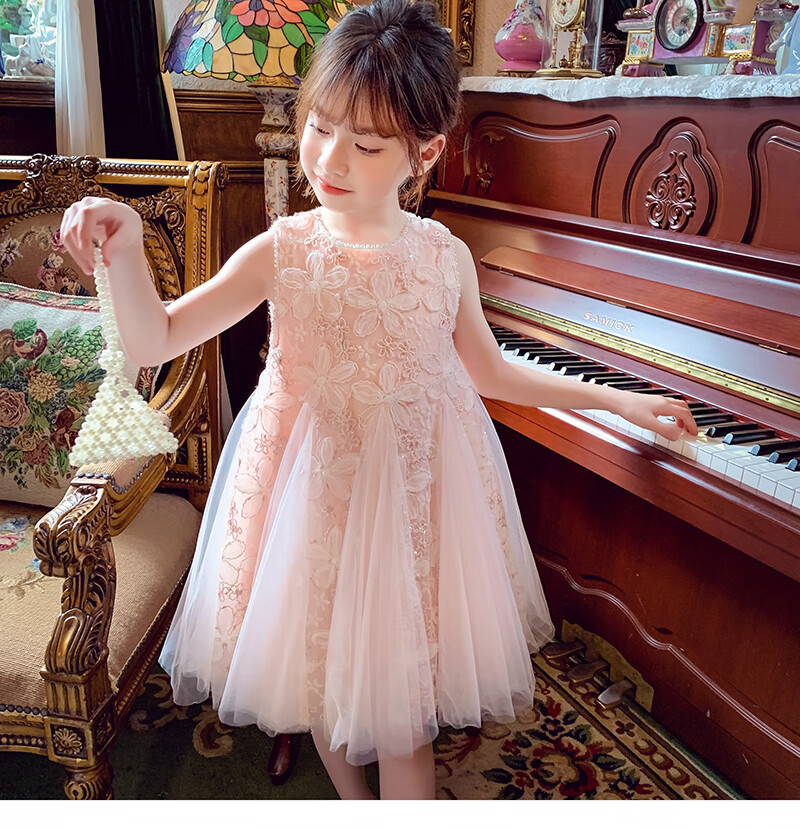 MIMIHELLO Girls Summer Dress 2025 New Fashionable Children's Mesh Princess Vest Dress for Little Girls 15