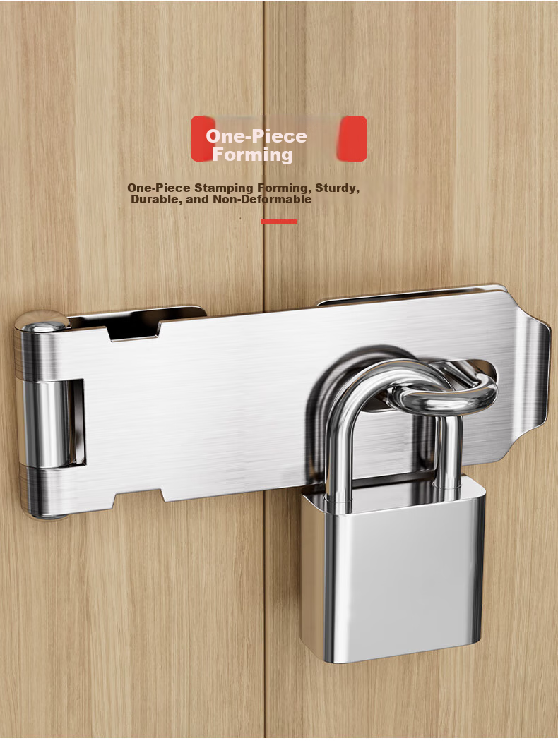 Chugong Stainless Steel Lock Latch with Padlock, Anti-Theft Bolt Door Bolt Door Nose Latch Door Catch, Stainless Steel Lock Latch with 40 Padlock 1