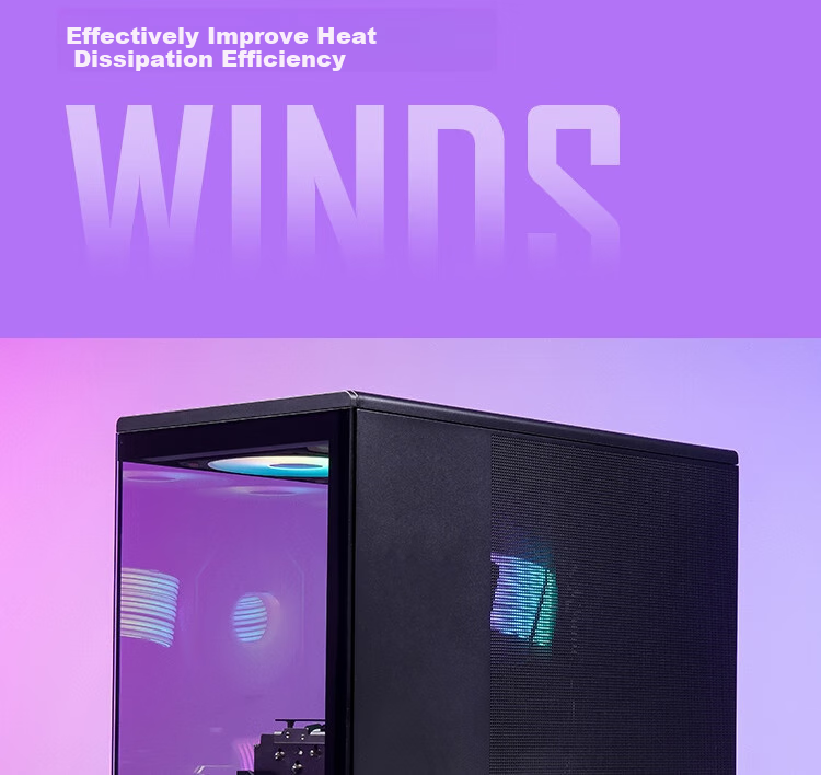 Aigo Starry Sky White Gaming Desktop Computer Case with Vertical Airflow, M-ATX Motherboard, 240mm Water Cooling, 270° Panoramic View, 5090 Graphics Card 6