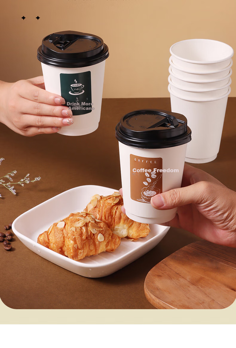 Baijie Disposable Cups, Paper Cups, Coffee Cups, Soy Milk Cups, Milk Tea Cups, Hot Drink Cups, 400ml, 25 Pieces 5
