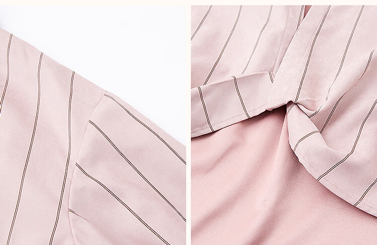 Demana Order Sense Striped Autumn Korean Style Cross Lapel Shirt with Pocket and Pleated Hem Women's Top 6