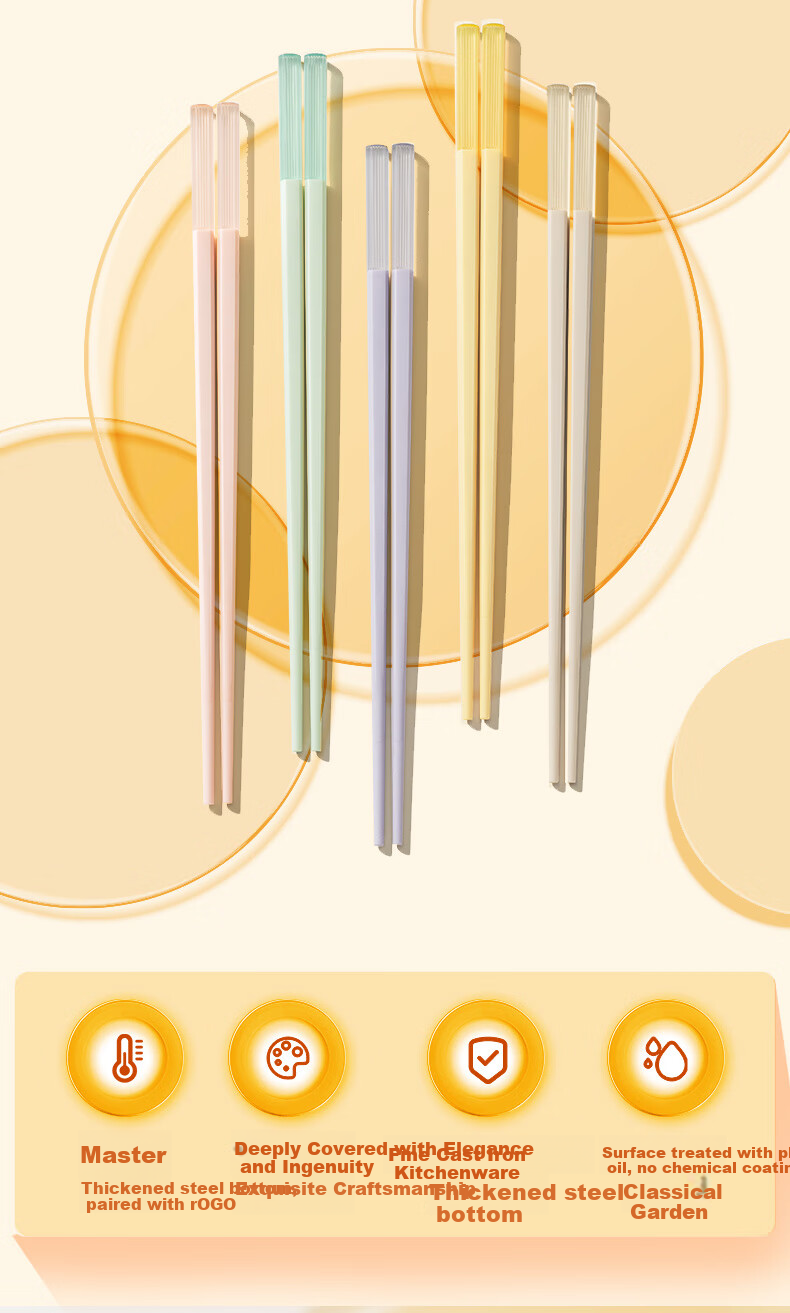 SUPOR Specialized Color Chopsticks, Heat-Resistant Healthy Chopsticks, Colored Jelly Chopsticks, 10 Pairs, Machine Washable 2
