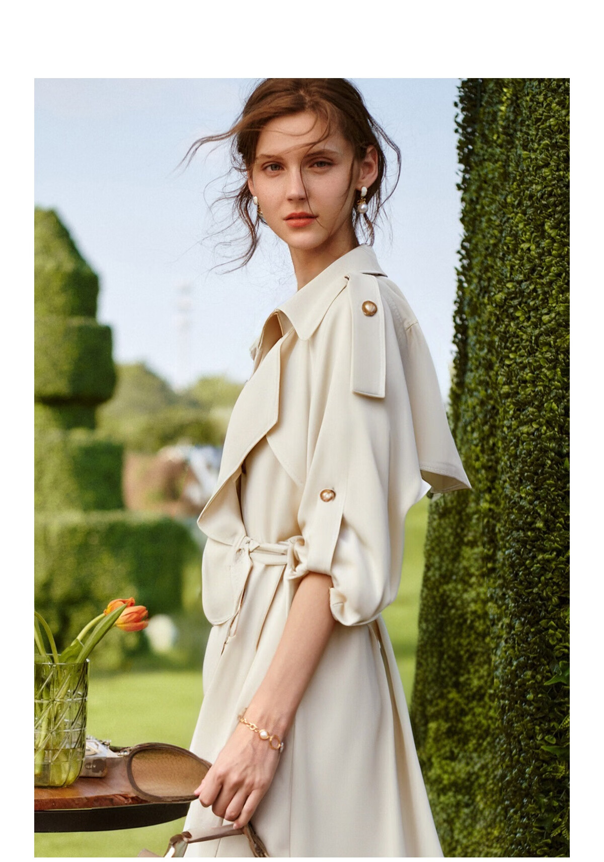 Olrain Eurielle French Style Trench Coat Autumn Women's Commuting Mid-Length Coat Coffee Color (Second Batch) S 28