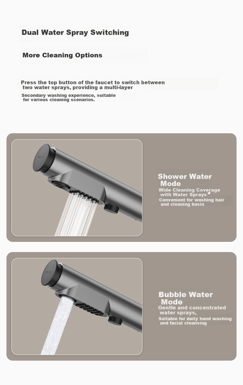 JOMOO Basin Faucet, Multifunctional Pull-Out One-Button Water Stop, Dual Control Hot And Cold Water Outlet, Elegant 32397-594/KB 9