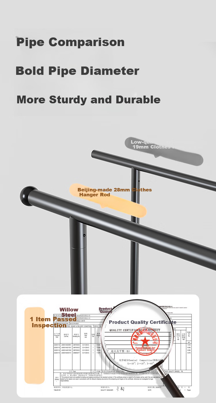 JD Original Bedroom Balcony Clothes Rack, Movable Floor-Standing Drying Rack, Indoor Clothes Hanger, 1.3 Meters, Volcanic Ash Color 4
