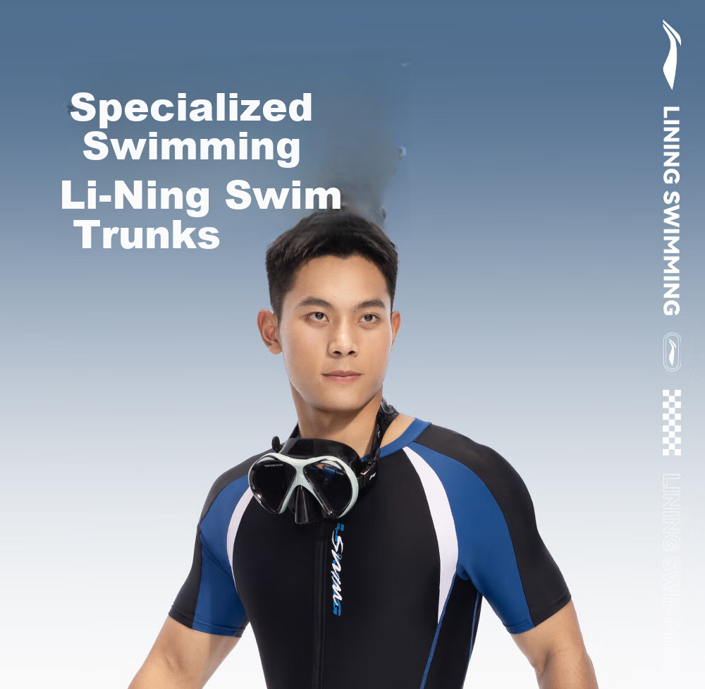 Li-Ning Men's One-Piece Swimsuit for Teenagers And Adults, Professional Warm Winter Swimwear for Older Boys And Middle School Students 1
