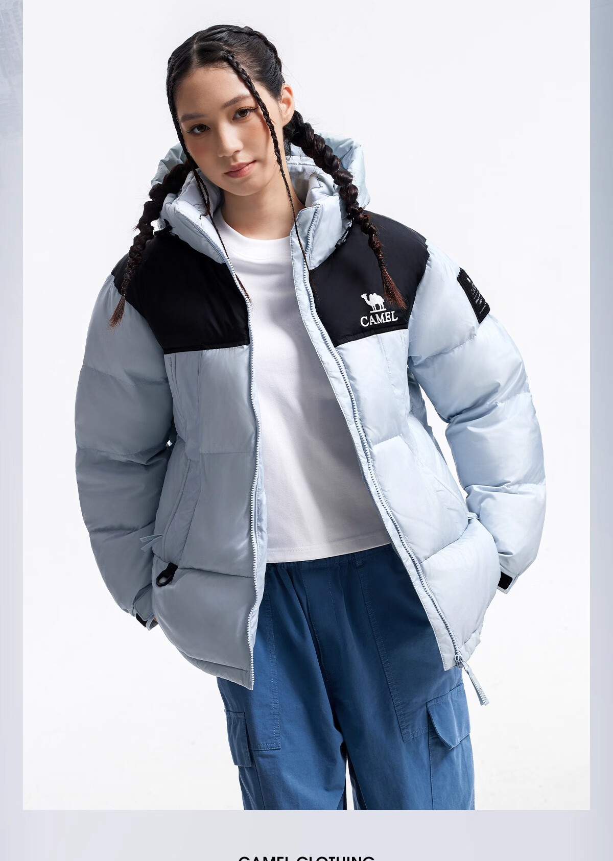 CAMEL Women's Down Jacket 2025 Autumn Winter New Thickened Warm Unisex Hooded Down Puffer Coat 4