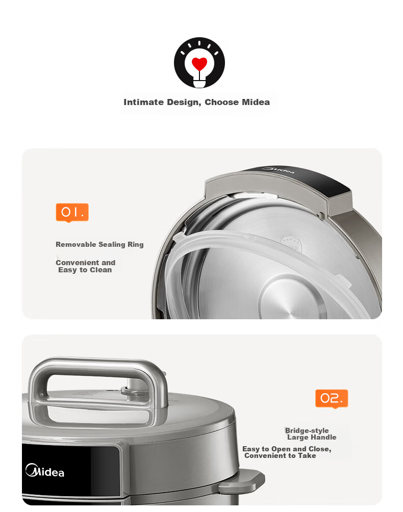 Midea Dumpling King Electric Pressure Cooker, 5L Household Electric Pot, Fully Automatic Intelligent Reservation, Waterless Baking, Dual Inner Pot, Open Lid Hot Pot, High Pressure Cooker MY-E5910 (For 4-6 People) 16