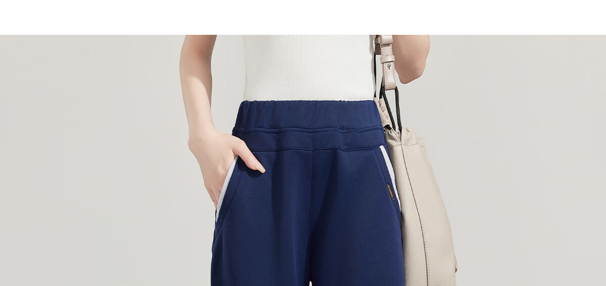 PinCai Women's Sports Pants Simple Solid Color Loose Straight Leg Elastic Waist Casual Pants P12KK5812 34