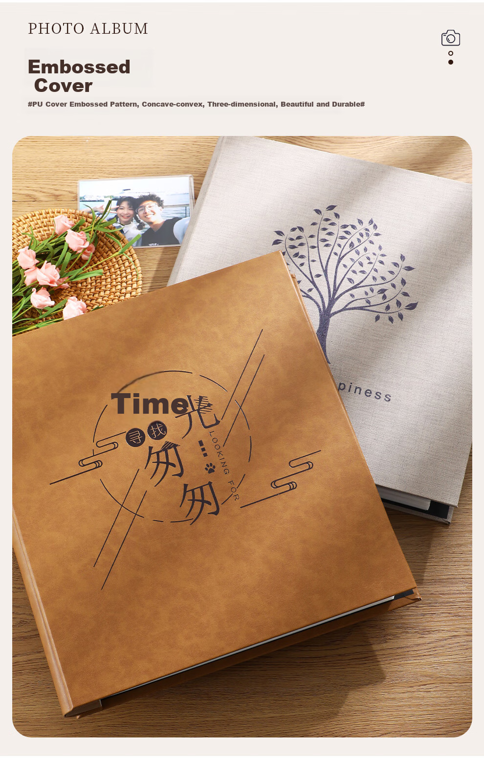 Jiaranheng Instant Photo Album Scrapbook Commemorative Family Photo Book Mixed Set Children's Growth Record Baby DIY Album Custom Couple Travel Journal - Amber Brown 4