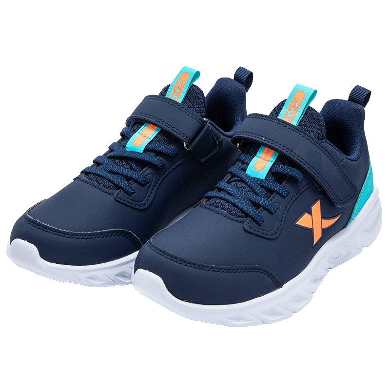 XTEP Kids Basic Running Shoes Boys Versatile Running Sneakers Deep Blue/Bay Blue Size 37