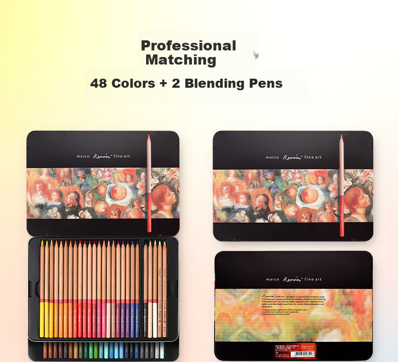 MARCO Renoah Series Oil-Based Colored Pencils Art Student Special Set for Boys And Girls, Students Colored Pencils Birthday Children Graduation Season Gift Renoah [100 Colors Oil-Based] 8