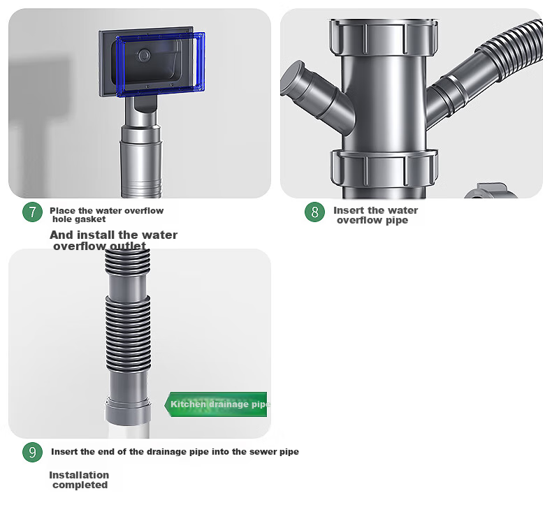 Haili Kitchen Sink Drain Pipe Set, Double Sink 110mm Drainage System, Dishwashing Basin Drainage Pipes, Water Seal, Odor Prevention S16 19