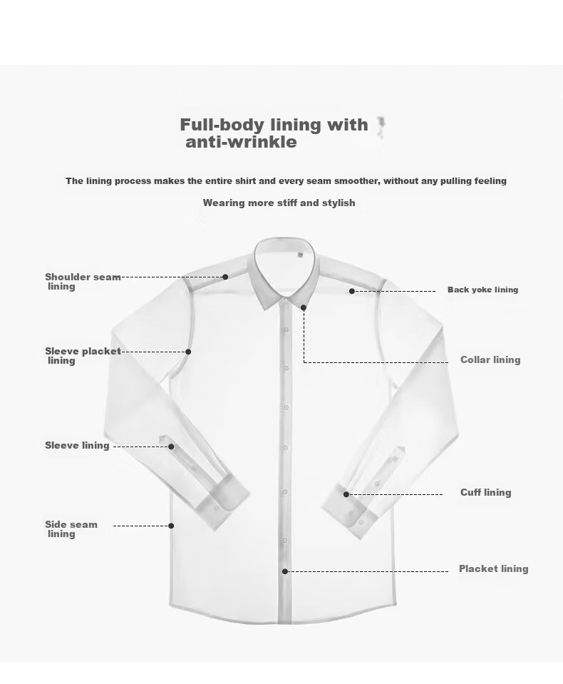 Dibinze Large Size Long-Sleeve Shirt for Men, Plus Size, Loose Fit, White, DP Wrinkle-Free, Easy-Care, Pure Cotton, High-End White Dress Shirt 11
