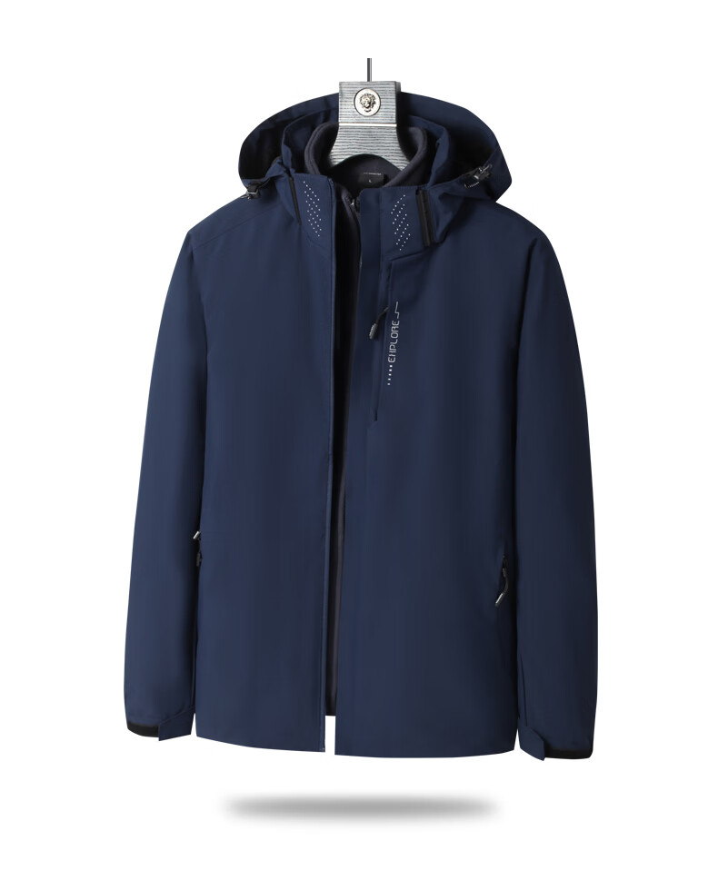 Jeanswest Men's Outdoor Sports Jacket Autumn Winter Waterproof Hooded Long Sleeve Mountaineering Coat Black 2XL 2