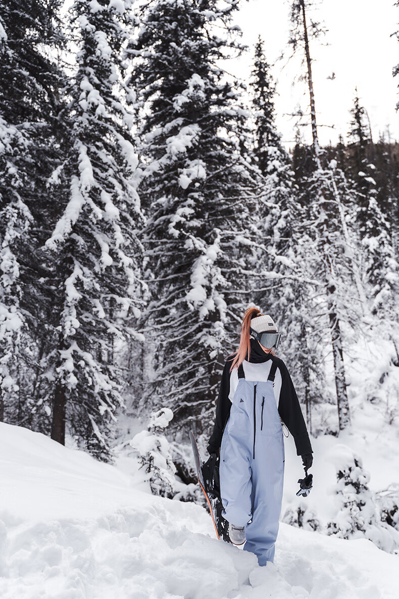 Nan En Single Board Ski Suit Bib Pants 3L Waterproof Thickened Warm Unisex Black M 22