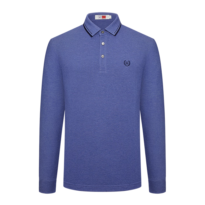 Goldlion GY Men's Long Sleeve Polo Shirt Autumn Winter Turn-down Collar Innerwear TLF0052-NH112 Royal Blue L