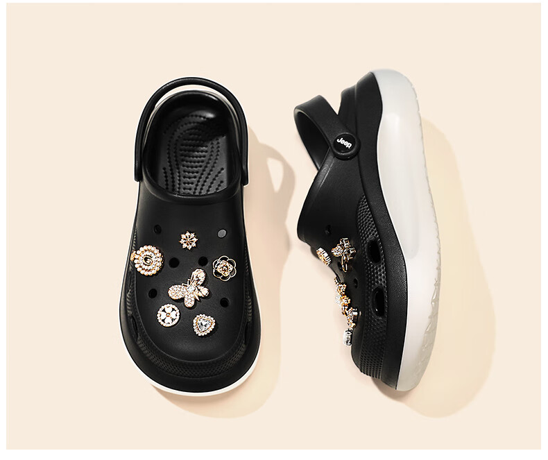 JEEP Women's Casual Hole Shoes Sandals Water-Resistant Outdoor Driving Shoes Black Size 36-37 24