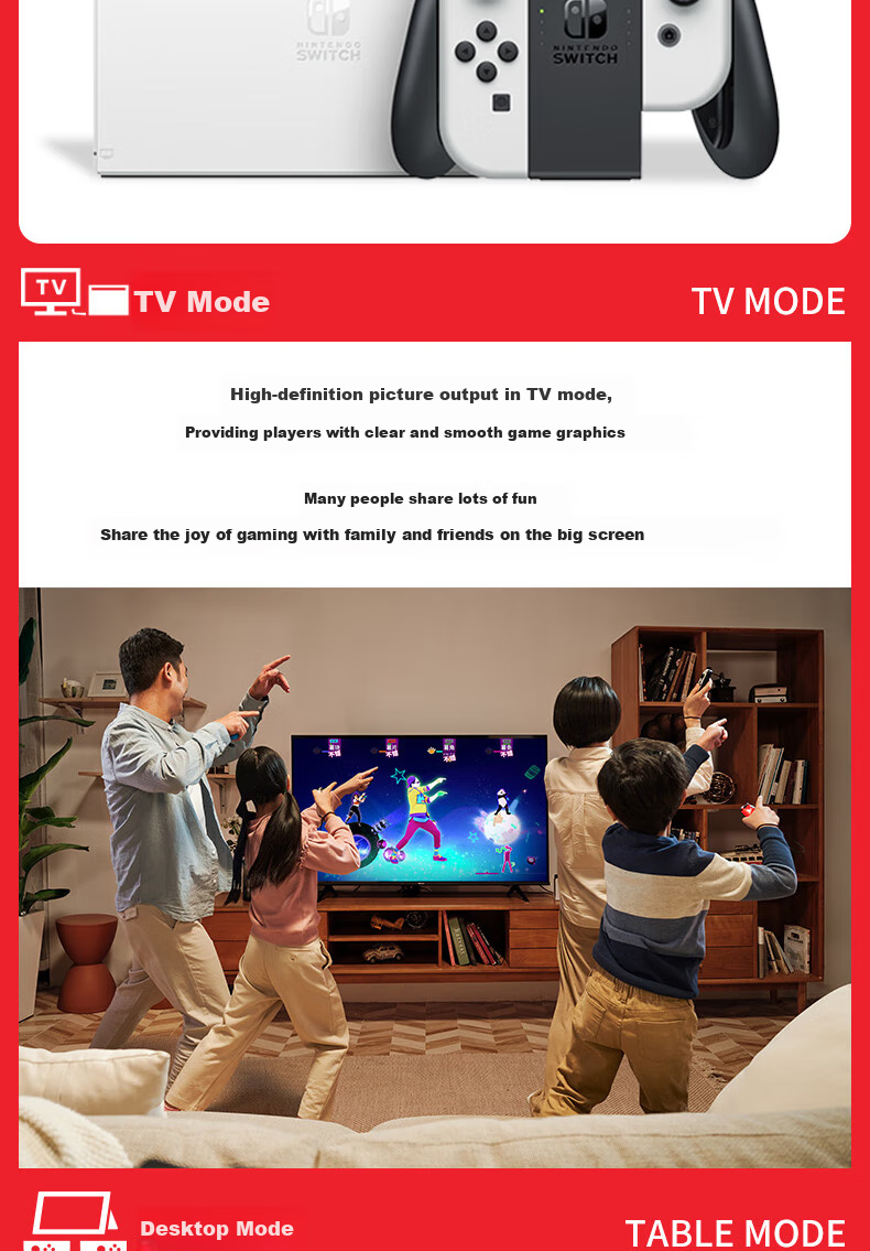 Nintendo Switch, Nintendo Gaming Console, Switch NS Hong Kong Version OLED Edition Game Console, with White Joy-Con, Portable Game Handheld 5