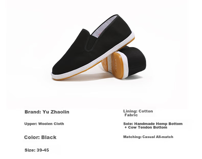 YUZHAOLIN Traditional Beijing Cloth Shoes, Handmade with Thousand-Layer Sole, Slip-On Loafers, Casual Traditional Cloth Shoes for Men Y1S-1003 Size 41 11
