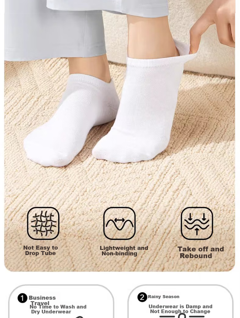 Etravel 10 Pairs Disposable Socks, Daily Wear Socks, Comfortable And Sweat-Absorbing for Business Trips And Travel, White 6