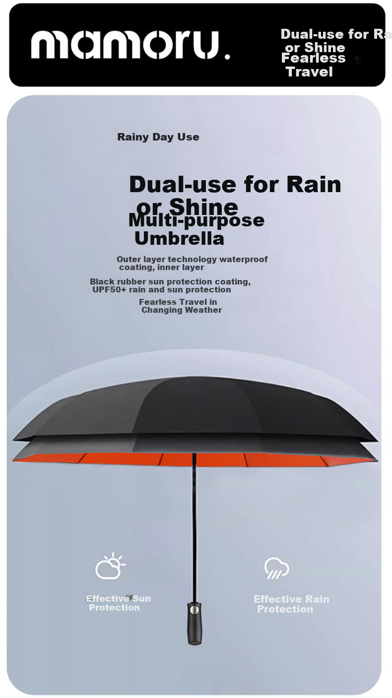 MAMORU Fully Automatic 10-Rib Reverse Umbrella, Upgraded Dual-Use for Sun And Rain Protection with UV Protection, Large Double-Person Portable Umbrella 9