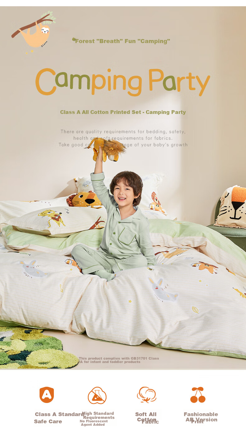 Luolaikids Three-Piece Set, Maternal And Infant Class A 100% Cotton Dormitory Single Bed Sheet Pure Cotton Duvet Cover Pillowcase, 150*215 1