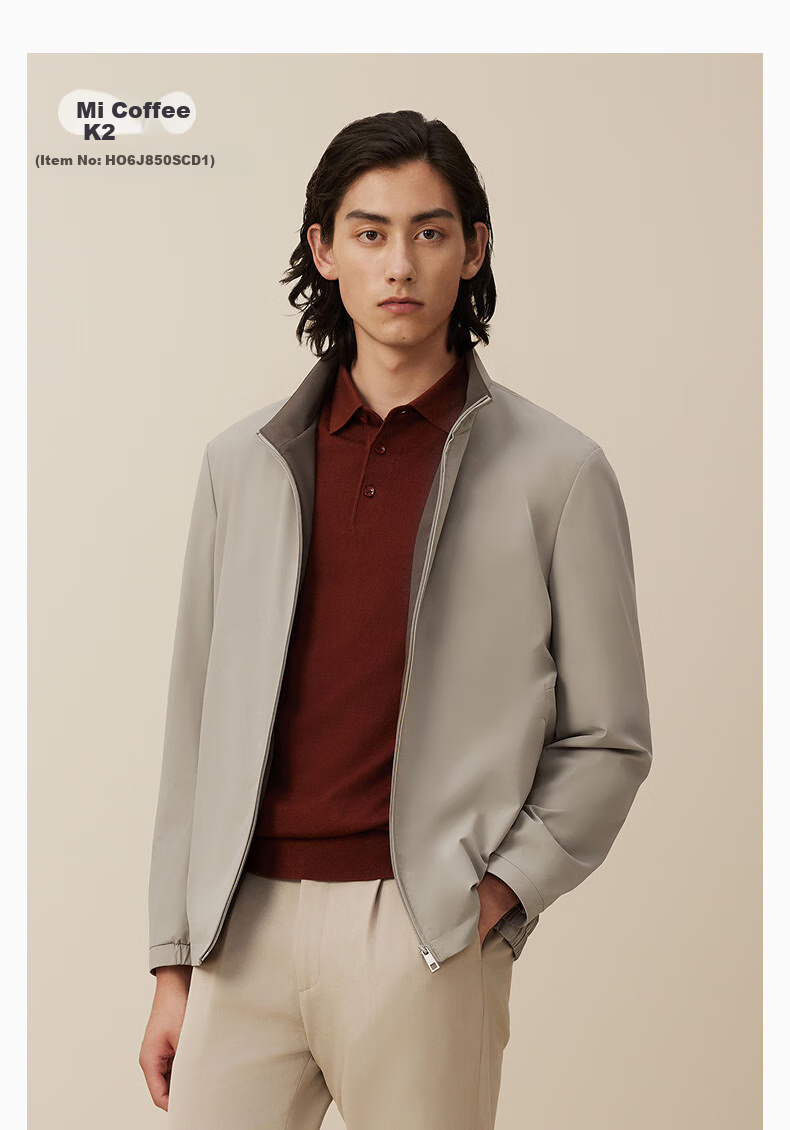 Hodo [Turn-Down Collar] Stand-Collar Executive Jacket for Men, Urban Light Outdoor Windproof Wear-Resistant High-Elasticity Coat 24