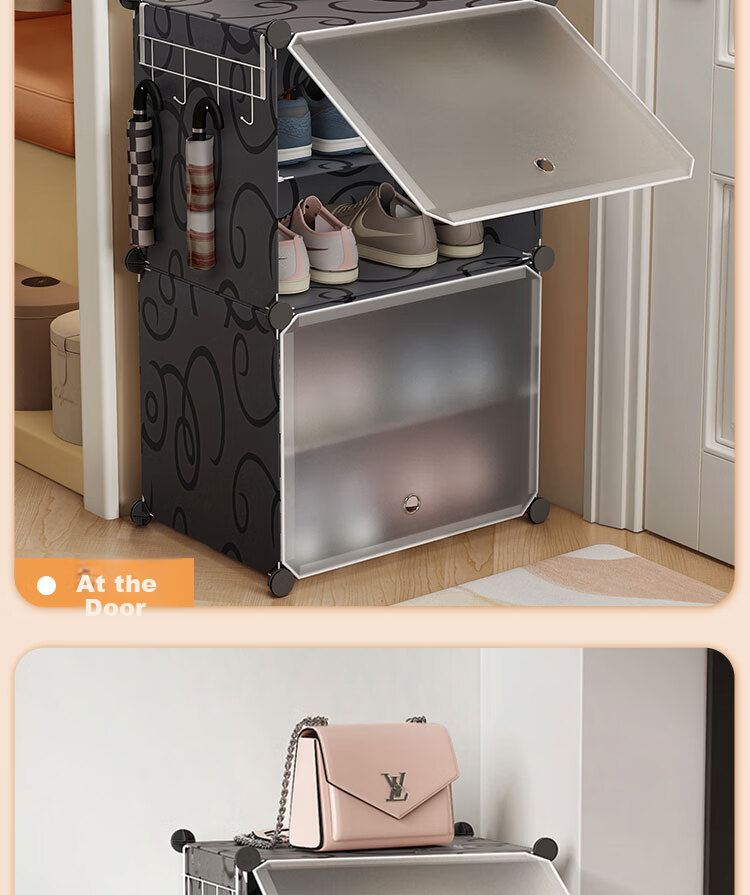 Anerya Ultra-Thin Shoe Cabinet, Entryway Simple Shoe Rack, Multi-Layer Dustproof Storage Shelf, Resin Assembly Cabinet, Single Column Four-Tier 9