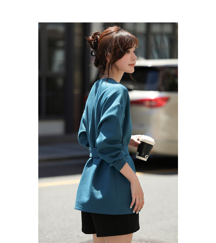 MT Soft Touch Cloud Cotton Autumn Stylish Belted Round Neck Loose Comfortable Mid-Length Sweatshirt for Women 5
