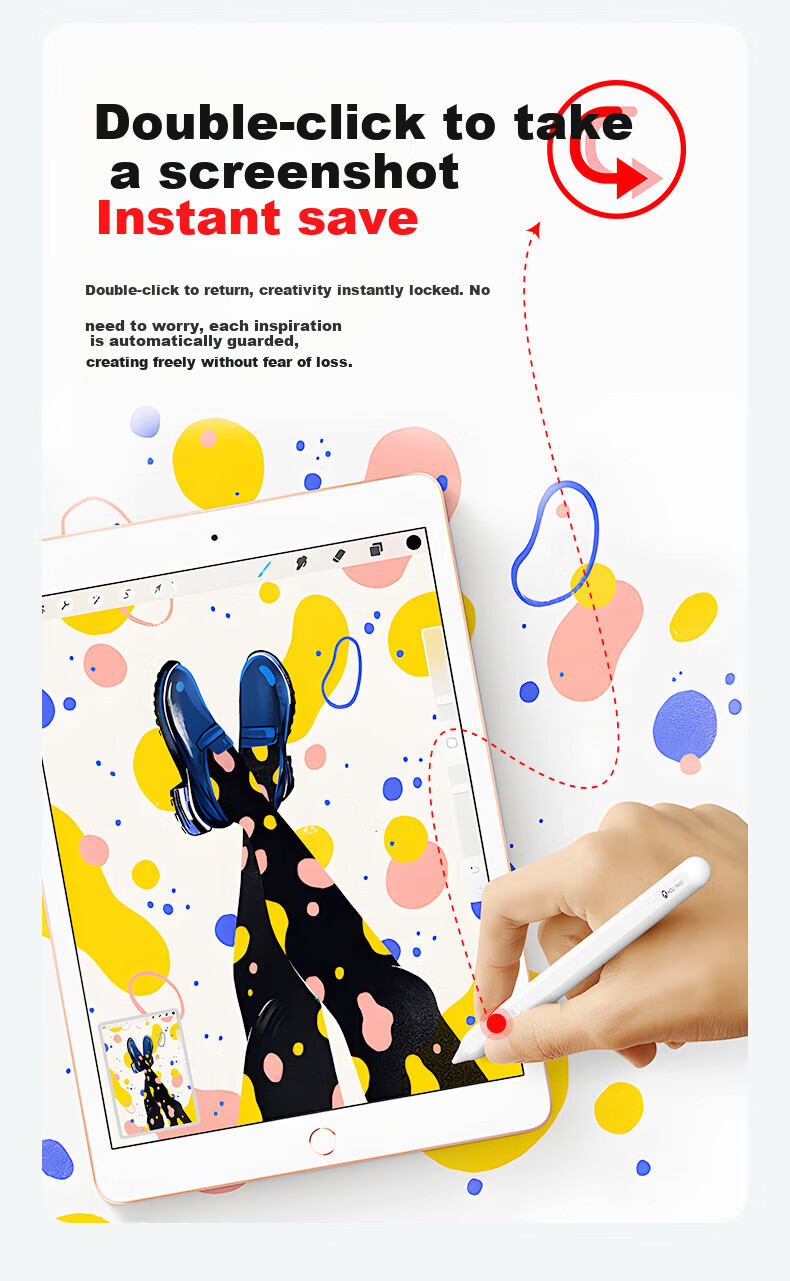 Houhou [Official-Grade Equivalent] Capacitive Stylus Apple Pencil Pro Third Generation IPad Touch Pen Compatible with 2026 IPad Pro/Air8/iPad11 Tablet Writing Stylus 7