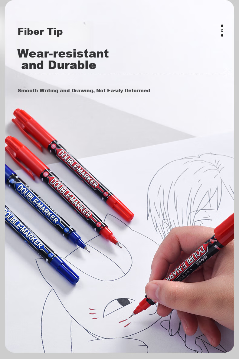 M&G Stationery Blue Dual-Tip Logistics Pen Waterproof Marker Oil-Based Marker Children's Student Outlining Pen Upgraded Version Office Supplies 12 Pieces MG2130 3