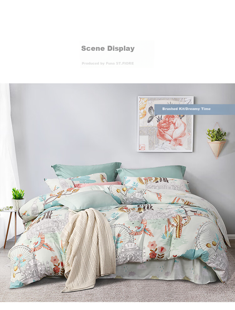 FUANNA Home Textiles Three-Piece Set All-Polyester Double-Sided Brushed Single Bed Sheet Duvet Cover Pillowcase for 1.2-Meter Bed (152*210cm) 6