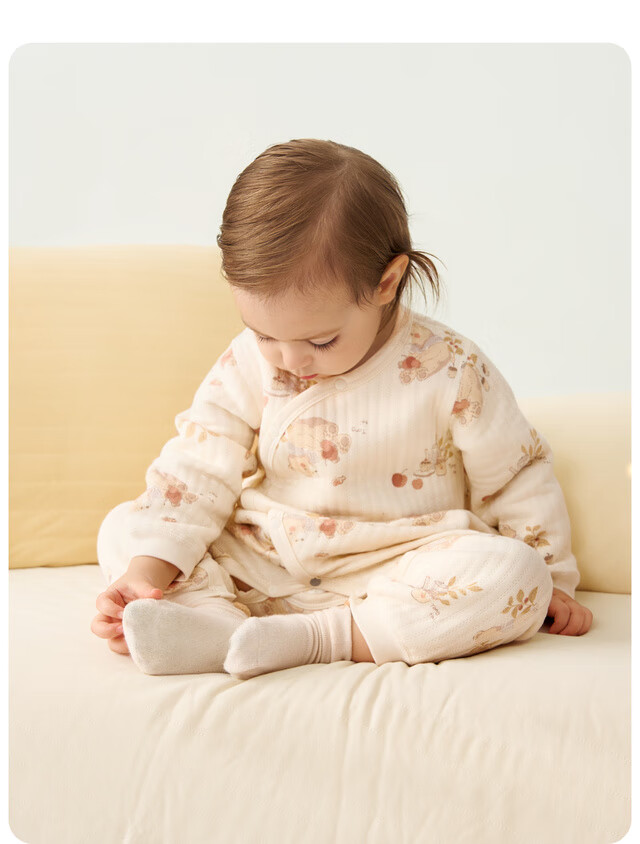 TONGTAI Baby Romper, Autumn And Winter Pure Cotton Warm Infant Clothes, Newborn Onesie Bodysuit Pajamas, Blue, 73cm 9
