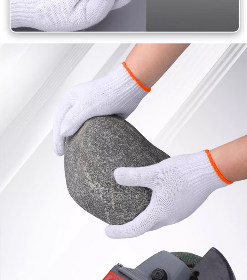 Xingbao Labor Protection Cotton Gloves Green Edge 12 Pairs Industrial Work Unisex Protective White Gloves Thickened Wear-Resistant Non-Slip Work Gloves Wholesale for Auto Repair Warehouse Handling 1