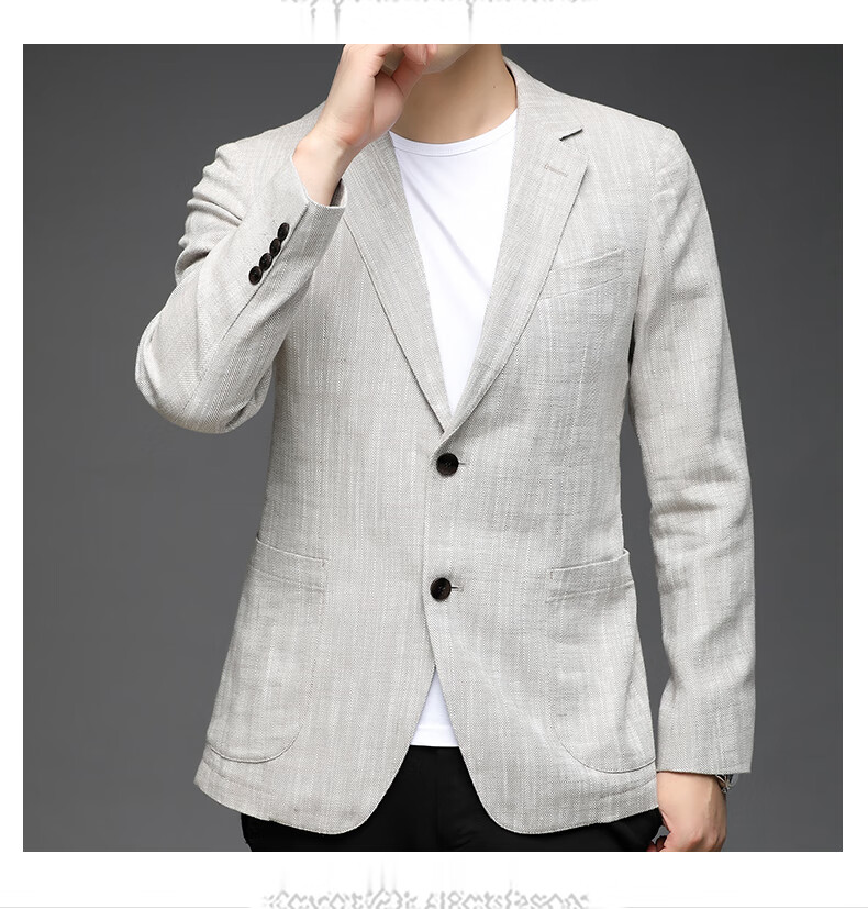 Pierre Cardin Men's Casual Solid Color Linen Blend Blazer Spring Autumn Business Jacket 13