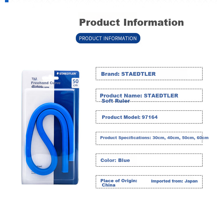 STAEDTLER Flexible Curve Ruler, 50cm Malleable Any-Angle Snake Ruler Measuring Tape, Art Drawing Student Painting Drafting Unmarked 97164-50 3