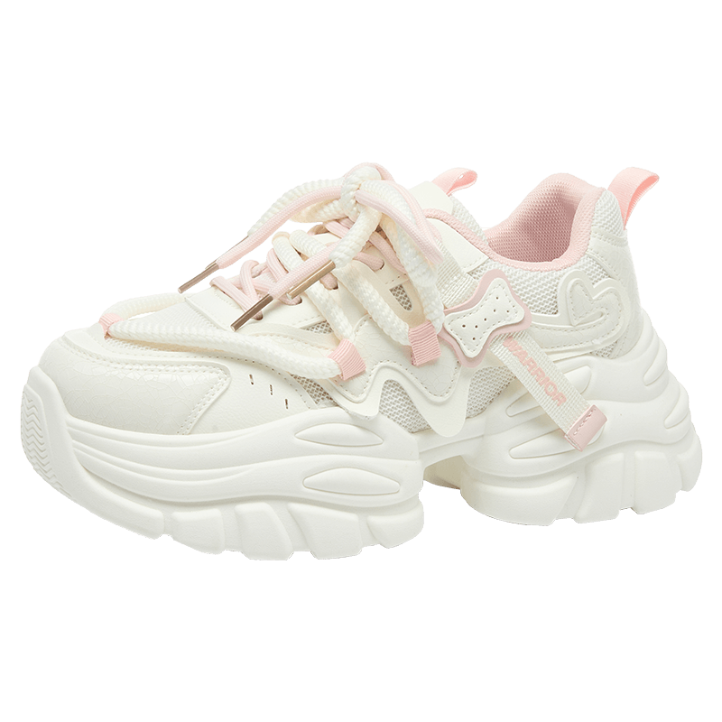Warrior Women's 2026 Summer Breathable Thick-Soled Platform Casual Sneakers Pink Size 40