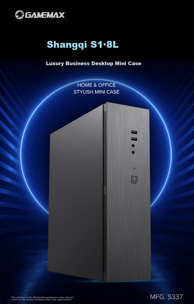 GAMEMAX Xiaojingling 3 Small Business Desktop Case with Type-C Port (RGB Illuminated Panel/MATX/Compatible with 300W Bottom-Mounted Power Supply/With Handle) 1