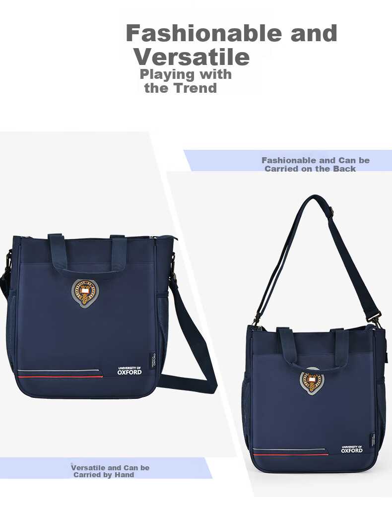 UNIVERSITY OF OXFORD Tutoring Bag Elementary School Student Handbag Middle And High School Student After-School Art Bag Boys And Girls Casual Crossbody Bag X1093 Black 4
