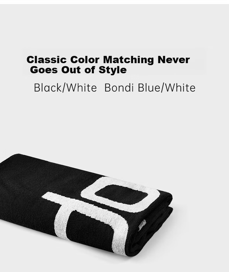 Speedo Logo Printed Quick-Absorbing Lightweight Portable Large Pure Cotton Sports Towel, Black/white 4