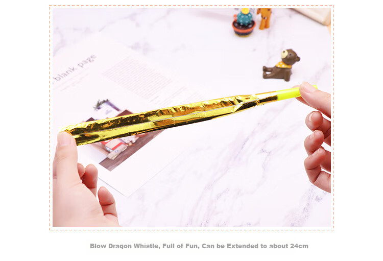 COODORA Blow-Up Toy Set of 40: Dragon Whistle, Trumpet, Air Blower, Retractable Paper Roll Whistle, New Year Gift 11