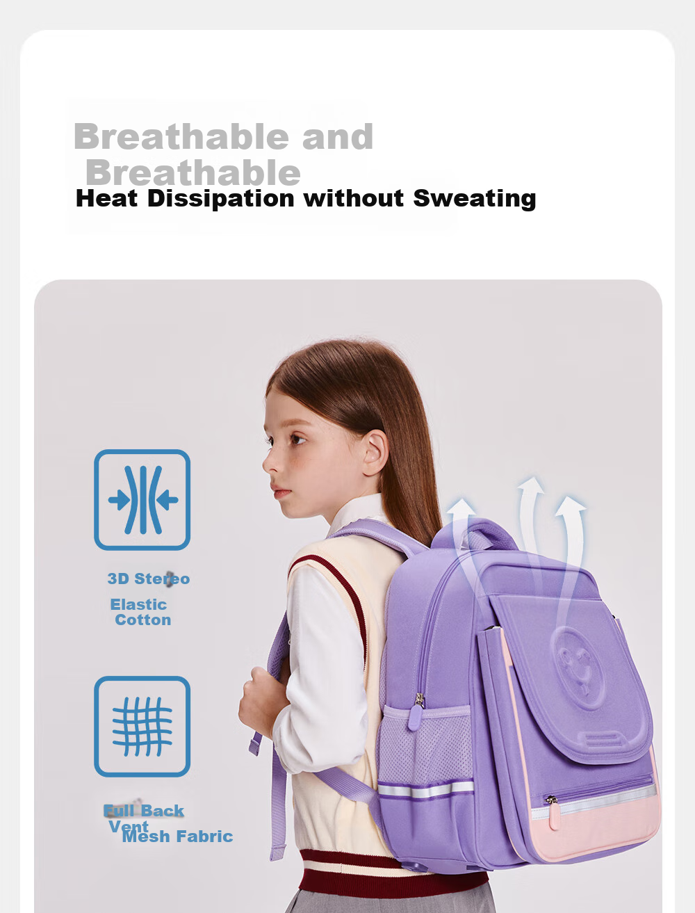 YEEHOO Backpack for Children, Large Capacity, Multifunctional, Lightweight And Comfortable Schoolbag for Grades 1-6 Elementary Students, Boys And Girls 8